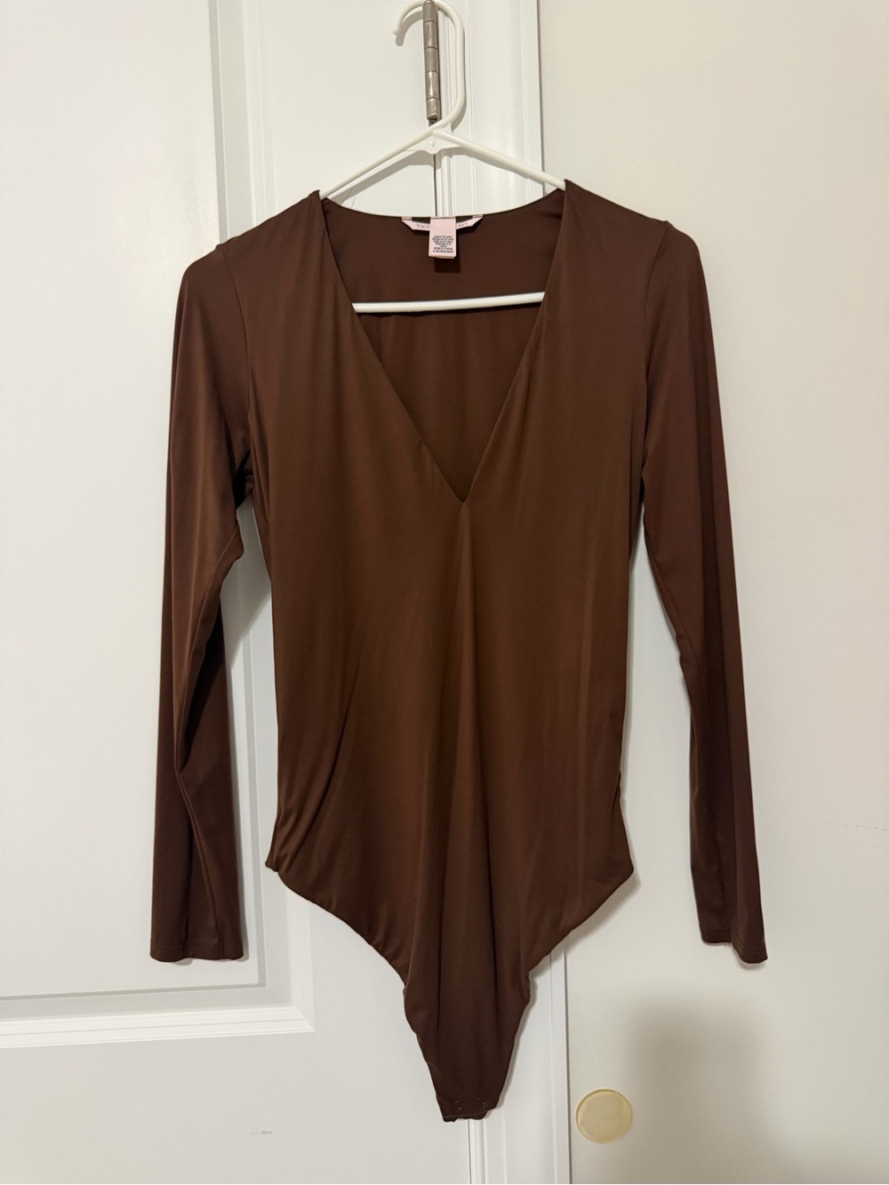 Victoria's Secret Brown Long-Sleeve V-Neck Bodysuit